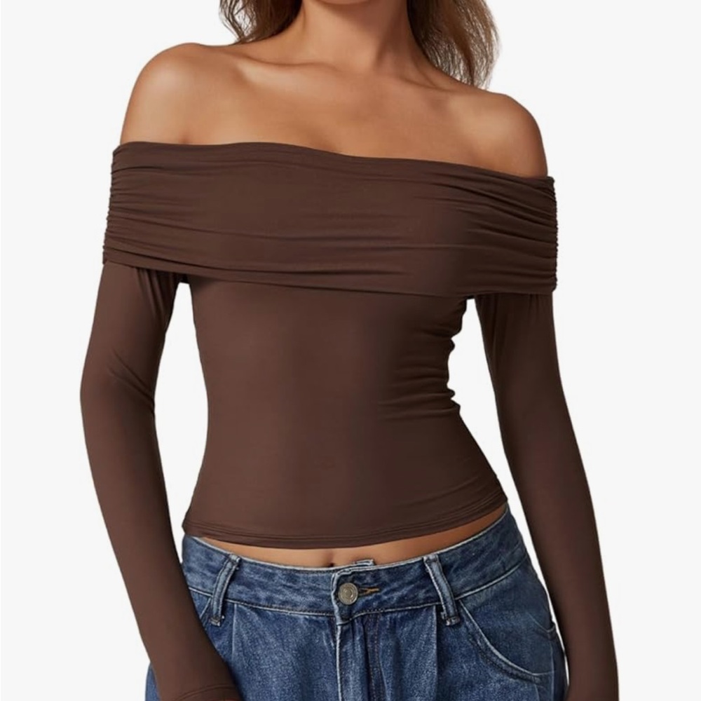Off-Shoulder Brown Women's Top
